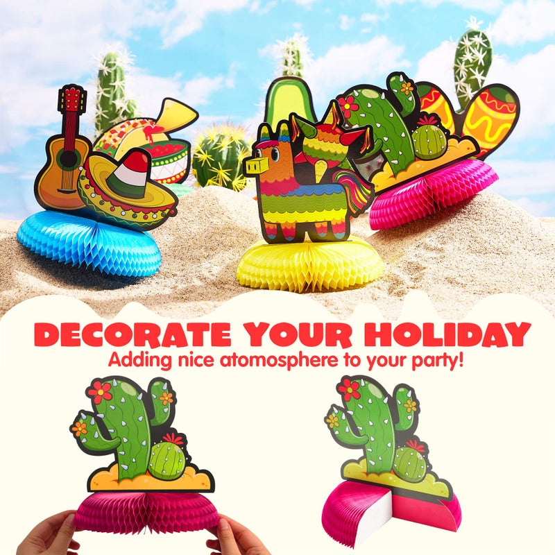 JOYIN 6 PCs Cinco De Mayo Fiesta Honeycomb Table Centerpiece 8.5â€ Party Decoration for Fun Fiesta Taco Party Supplies, Luau Event Photo Props, Mexican Theme for Carnivals Festivals - Image 4