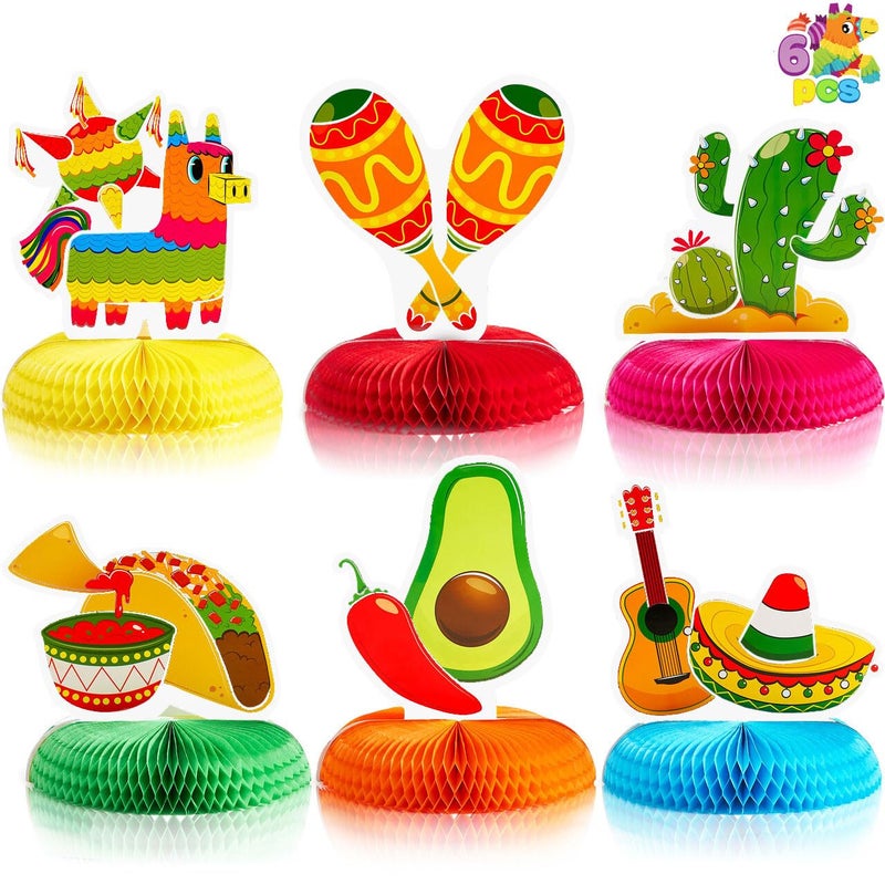 JOYIN 6 PCs Cinco De Mayo Fiesta Honeycomb Table Centerpiece 8.5â€ Party Decoration for Fun Fiesta Taco Party Supplies, Luau Event Photo Props, Mexican Theme for Carnivals Festivals - Image 1