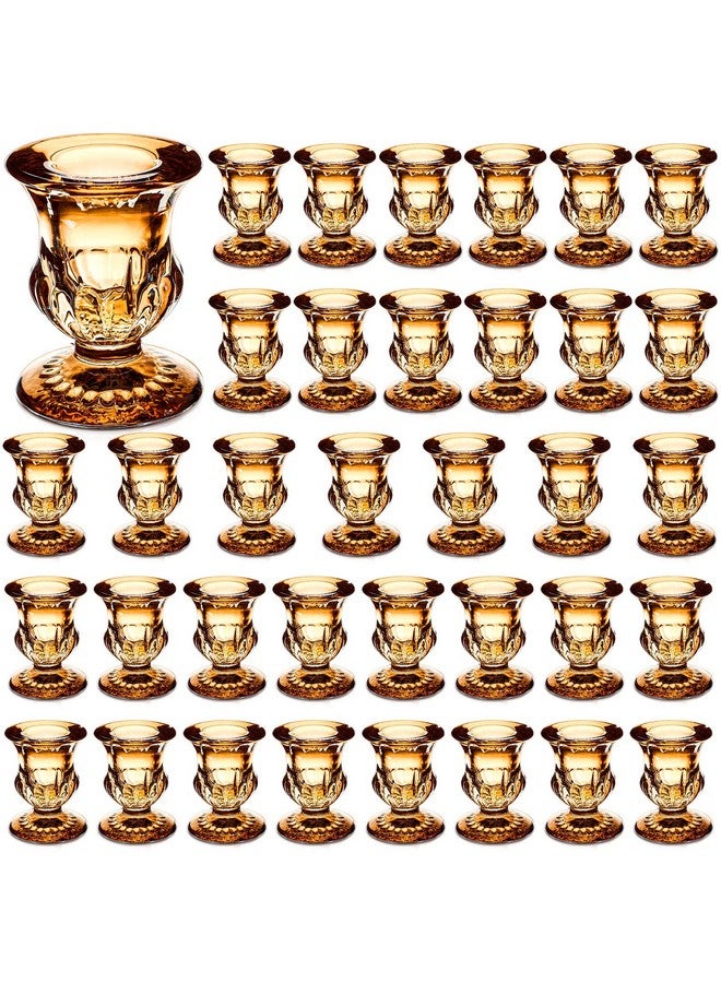 Foaincore Foaincore Taper Candle Holders Bulk 2.5 Inch Candlestick Holder Small Candlestick Holder Thicker Glass Candle Sticks Set for Wedding Christmas Party Table Centerpiece(Gold,36 Pcs)  - Image 1