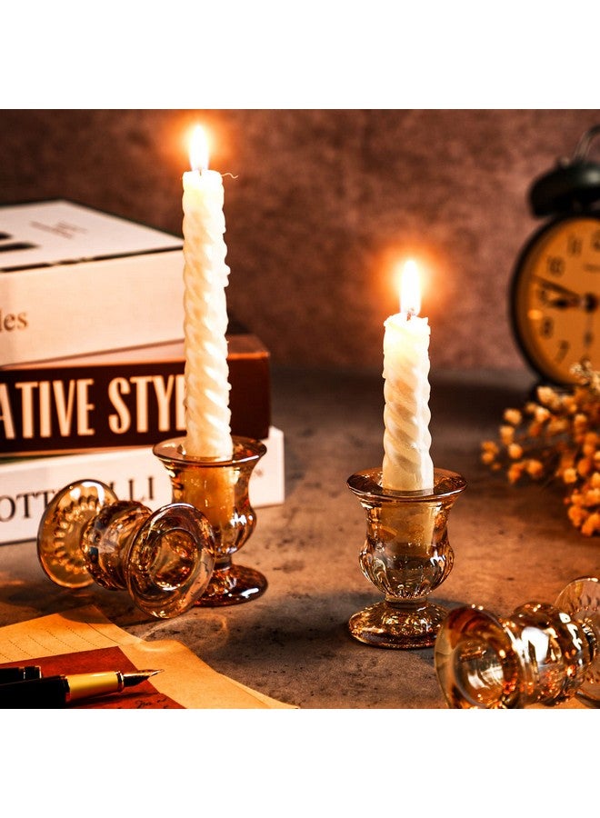 Foaincore Foaincore Taper Candle Holders Bulk 2.5 Inch Candlestick Holder Small Candlestick Holder Thicker Glass Candle Sticks Set for Wedding Christmas Party Table Centerpiece(Gold,36 Pcs)  - Image 4