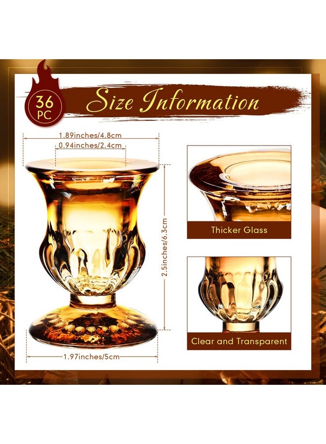 Foaincore Foaincore Taper Candle Holders Bulk 2.5 Inch Candlestick Holder Small Candlestick Holder Thicker Glass Candle Sticks Set for Wedding Christmas Party Table Centerpiece(Gold,36 Pcs)  - Image 2