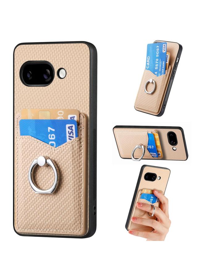 S-TOP Case For Google Pixel 9a Carbon Fiber Card Wallet Ring Phone Case - Image 1