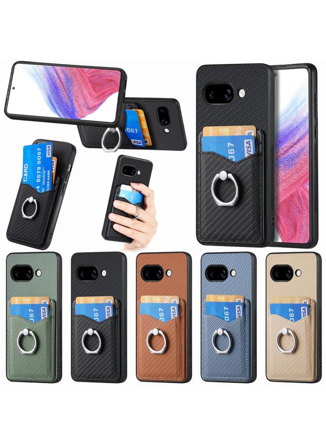 S-TOP Case For Google Pixel 9a Carbon Fiber Card Wallet Ring Phone Case - Image 5