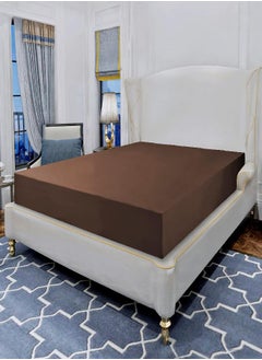 Elegant Comfort Luxurious Wrinkle Resistant 1500 Thread Count Egyptian Quality 1-Piece Fitted Sheet All Around Elastic -Deep Pocket- Ultra Soft Bottom Fitted Sheet, Twin/Twin XL, Chocolate Brown