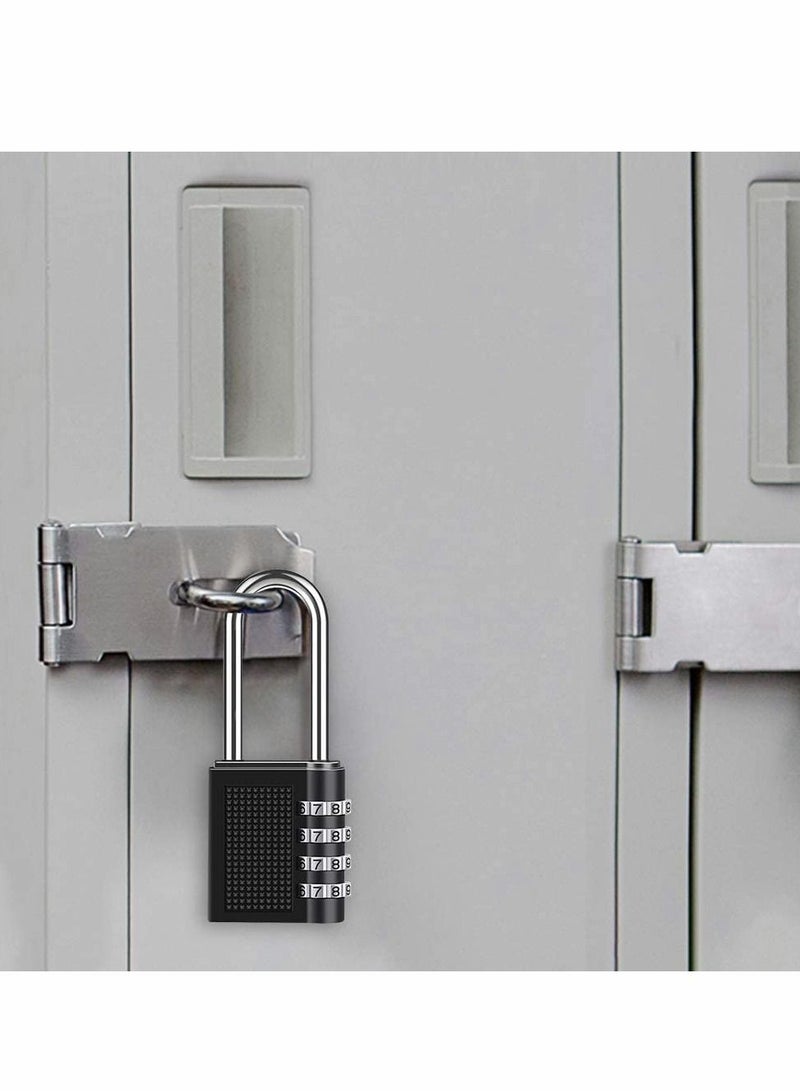 Combination Padlock, Long Shackle 4 Digit Locker Lock Weatherproof Lock Outdoor Combination Lock for School Gym Locker, Door, Fence, Hasp, Shed, Garage, Storage Box(Black) 2 Pack - Image 2