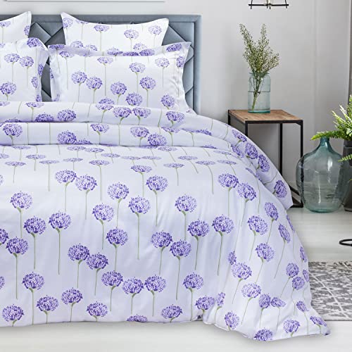 SPREAD SPAIN The White Cotton Print Bedsheet,500 Thread Count Super King Size With Two Pillow Cases(Mauve),500 TC - Image 1