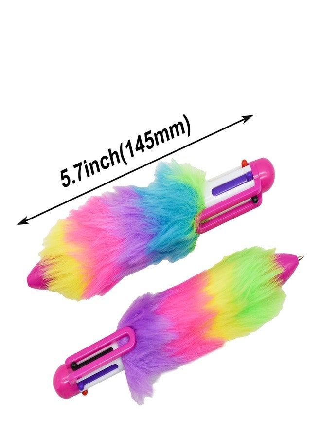 Maydahui 20 Pcs 6-in-1 Multicolor Fluffy Retractable Ballpoint Pens 6 Colors Shuttle Rainbow Plush 0.5 mm Pom Pom Pens for Office School Supplies Carnival Decoration Birthday - Image 2