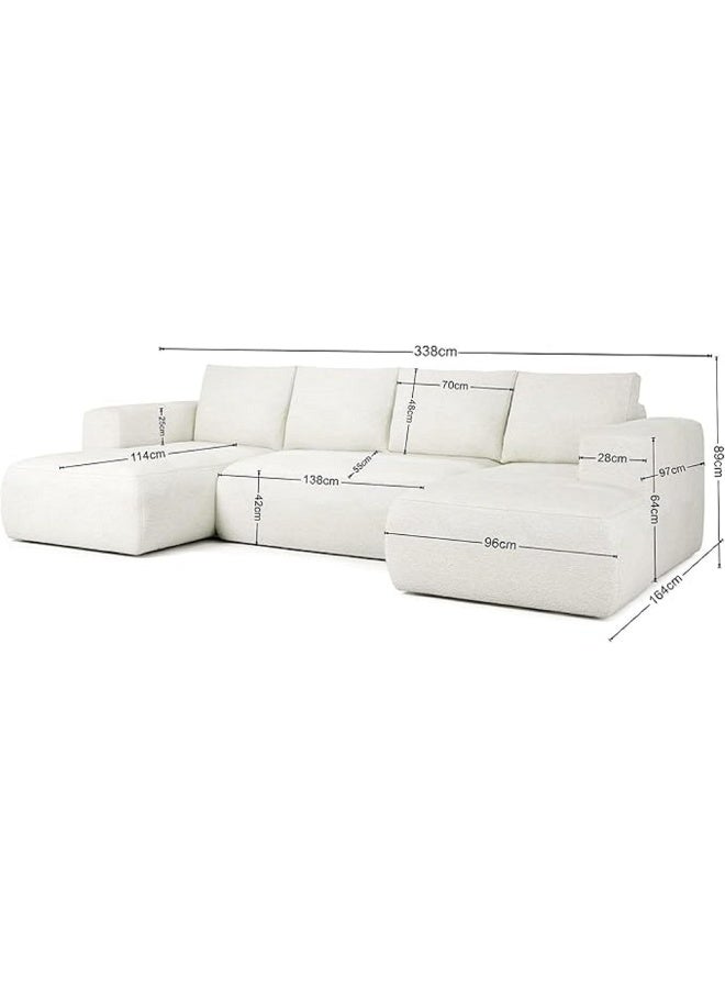 Generic Lambi Wool-Blend U-Shaped Sofa set  Stylish Modern Couch (Khaki)  - Image 2