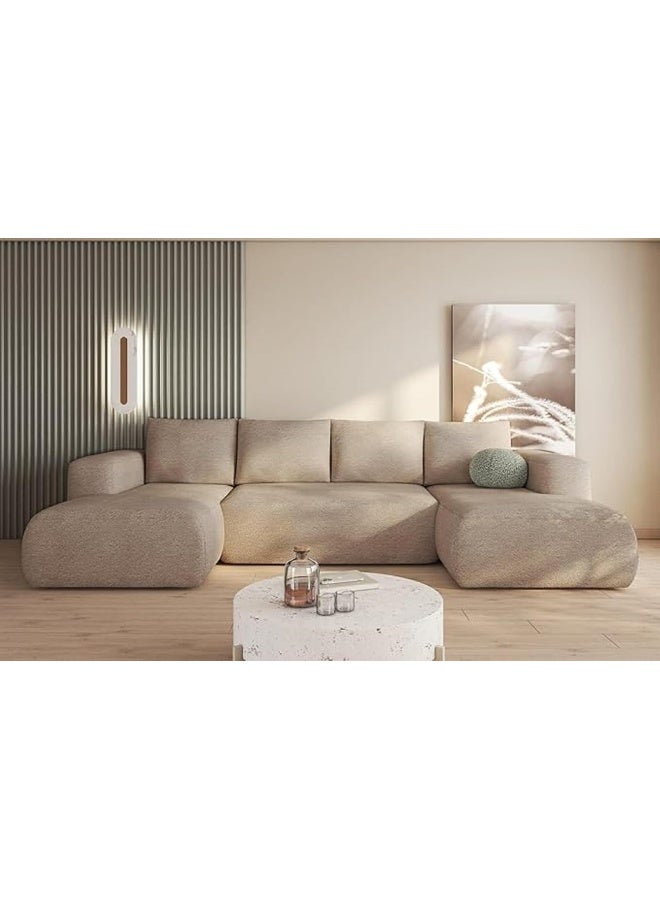Generic Lambi Wool-Blend U-Shaped Sofa set  Stylish Modern Couch (Khaki)  - Image 1