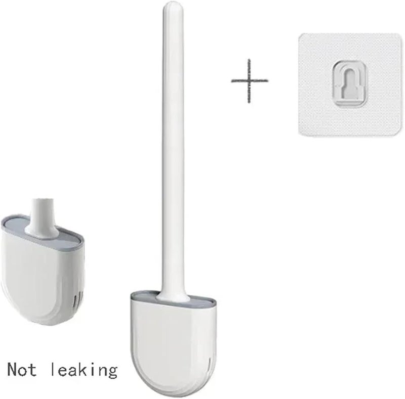 Long Handle Silicone Toilet Brush Wall Mount Quick Dry Soft Bristles Style1 Grey - Image 3