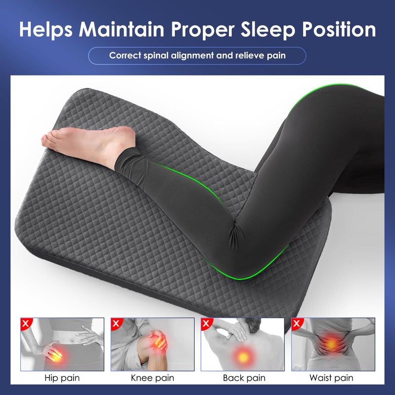 Livemy Leg Pillow for Side Sleepers, Memory Foam Knee Pillow for Side Sleeping, Leg Elevation Pillow for Hip/Back/Sciatica Pain Relief Helps Spine Alignment -15"x25" (Grey, M) - Image 5