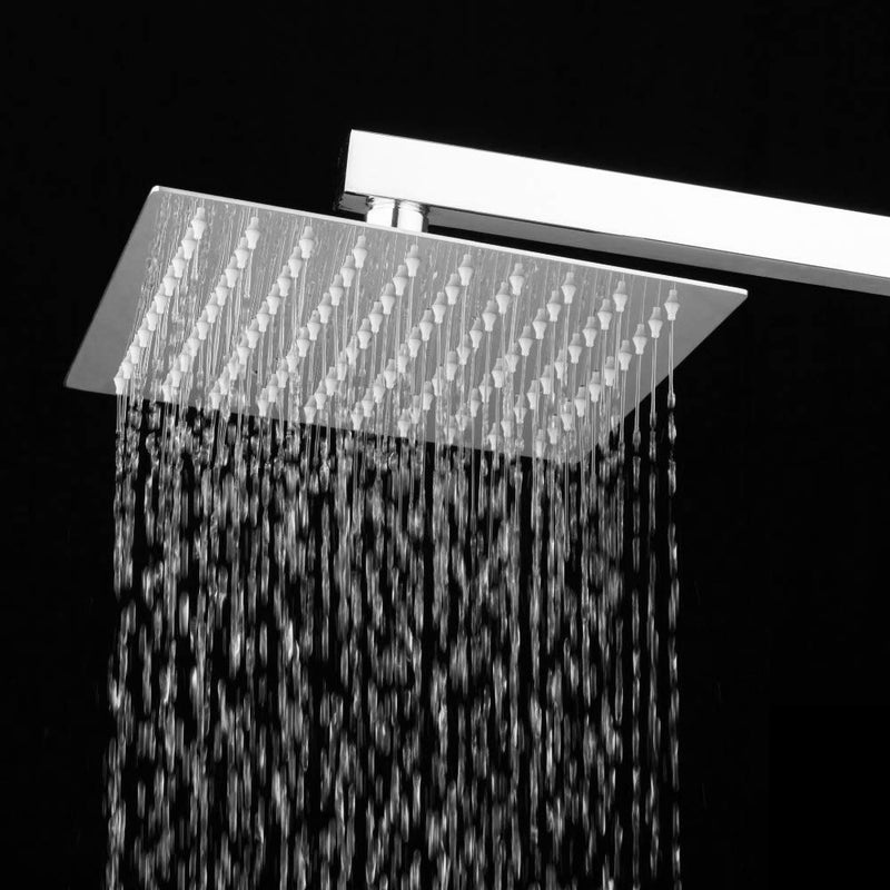 MLD MLD Stainless Steel 4 inch 10 cm overhead rain shower for bathroom Square With 9 inch long shower arm Silver, Chrome Finish - Image 1