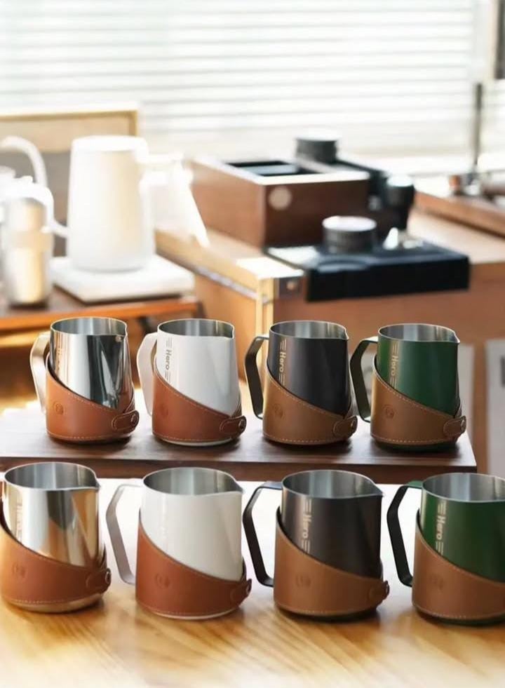 زيروهيرو "جرة حليب متقدمة 450 مل من زيرو هيرو – فولاذ مقاوم للصدأ 304، متوفرة بألوان برايت، أبيض، تفلون، أخضر داكن، فضي قديم" - Image 4