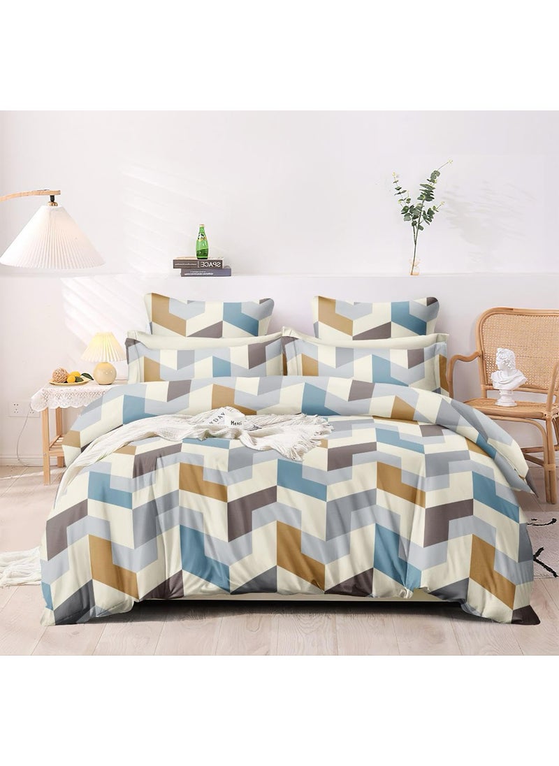 SITTING STYLE Sitting Style Glace Cotton Reversible AC Comforter Set King Size Double Bed with 1 Bedsheet and 2 Pillow Covers Size 90x100 InchColorMulti4Pc Comforter Set  - Image 1