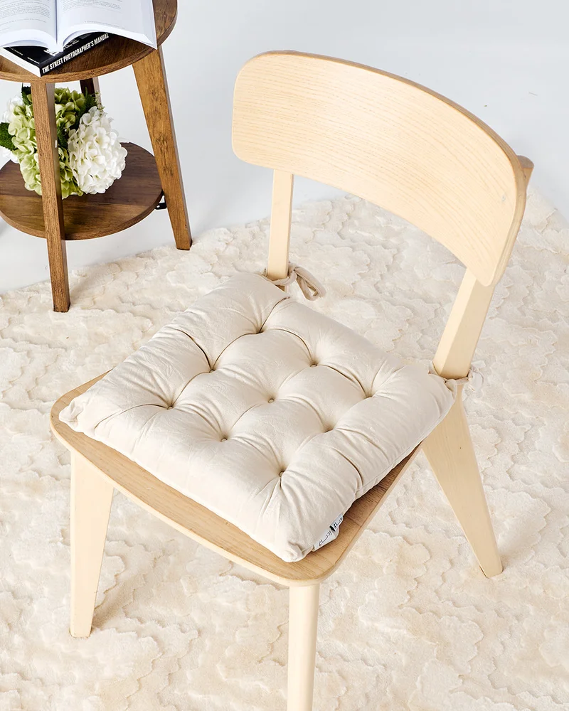 REDTAG Ivory Velvet Plain Chairpad