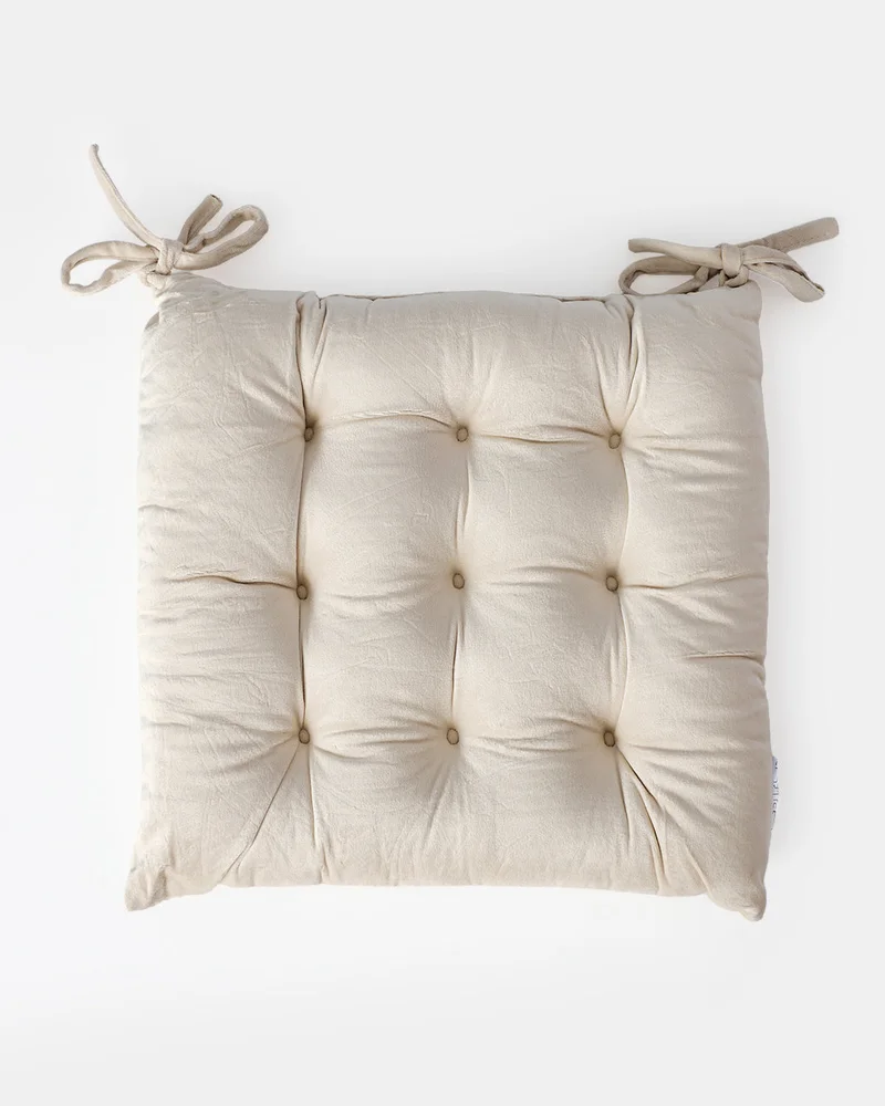 REDTAG Ivory Velvet Plain Chairpad