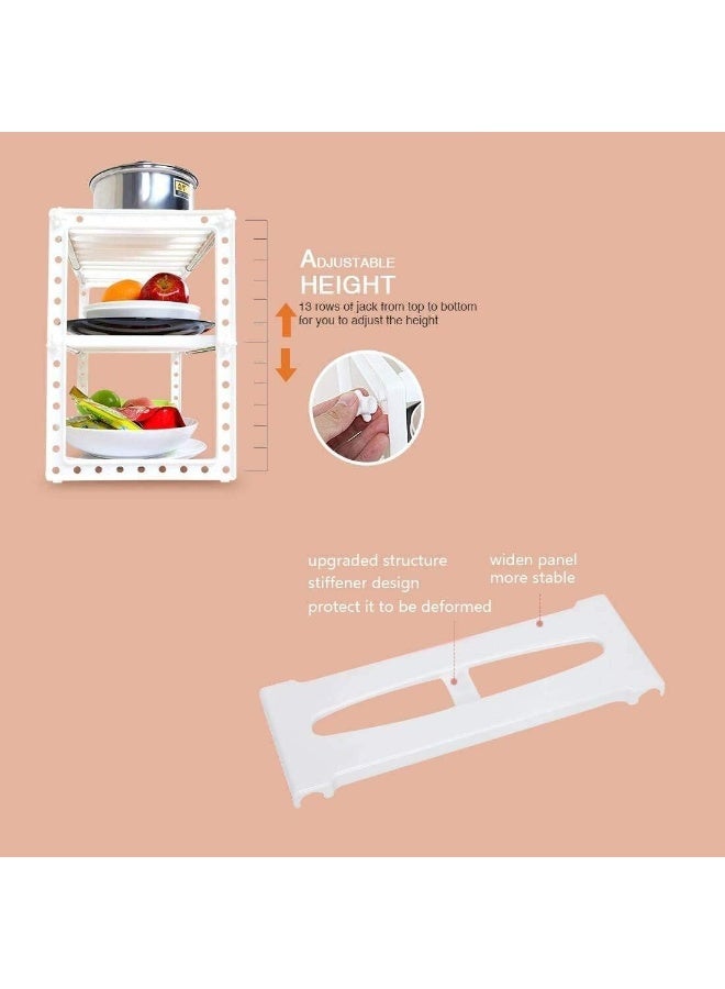 منظم تخزين قابل للتوسيع تحت الحوض – رف بطابقين قابل للتعديل لتخزين المطبخ والحمام وتوفير المساحة (أبيض) - Image 5