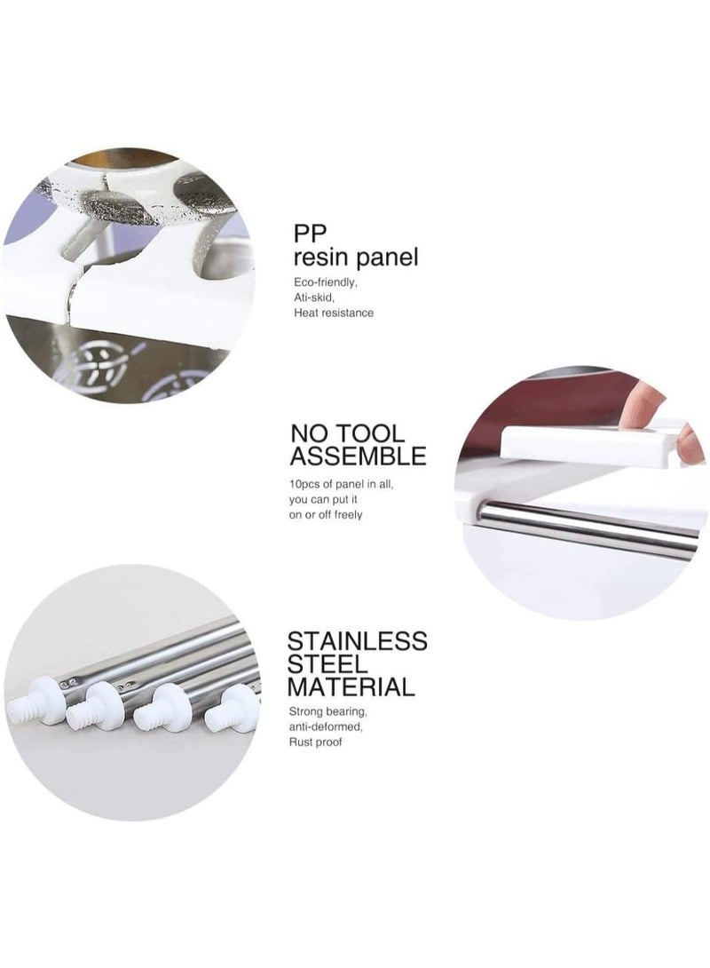 منظم تخزين قابل للتوسيع تحت الحوض – رف بطابقين قابل للتعديل لتخزين المطبخ والحمام وتوفير المساحة (أبيض) - Image 4