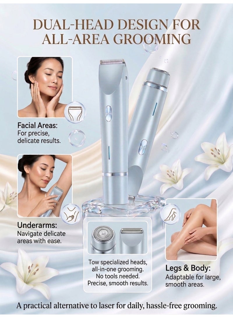 Womens Shaver, Glowshave 2-in-1 Women's Body Shaver,2-in-1 Bikini Trimmer for Women, Shaver for Women, Electric Razors for Women, Women's Electric Razor Shaver, Waterproof Wet Dry Hair Remover for Ladies Pubic, Legs, Face, Underarms (Blue) - Image 5