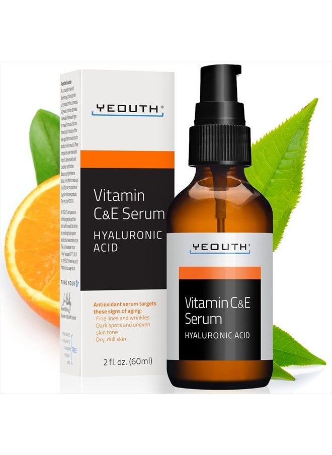 Yeouth - Vitamin C Face Serum, Anti Aging Serum, Vitamin C Serum for Face with Hyaluronic Acid, Vitamin C Serum for Face Dark Spots & Wrinkles, Face Serum for Women & Men, Vitamin C for Face by YEOUTH - Image 1