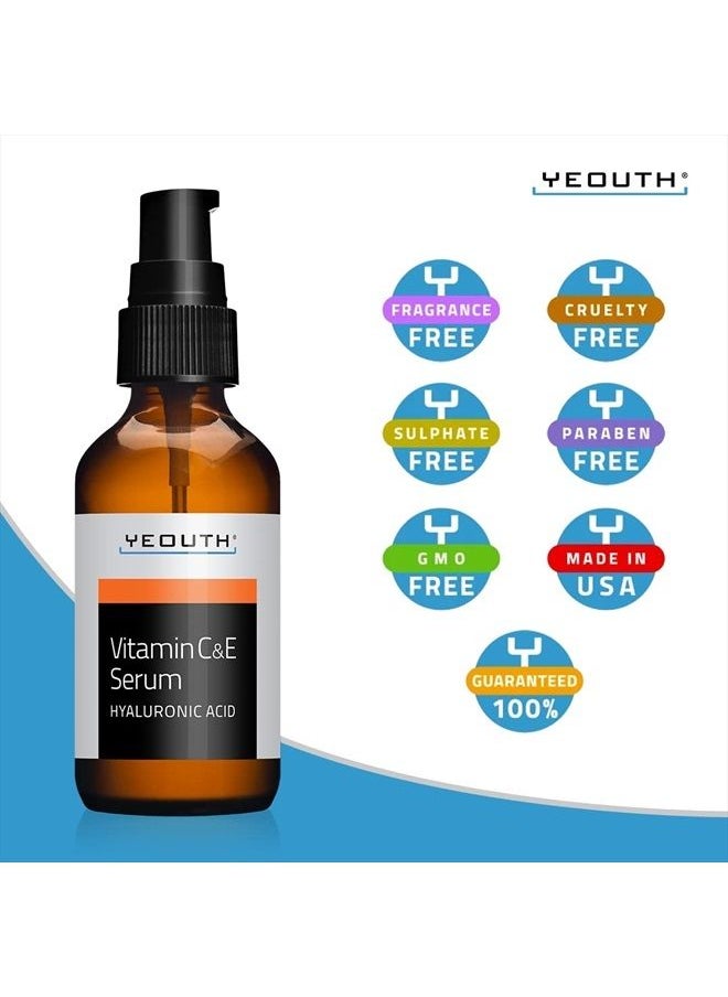 Yeouth - Vitamin C Face Serum, Anti Aging Serum, Vitamin C Serum for Face with Hyaluronic Acid, Vitamin C Serum for Face Dark Spots & Wrinkles, Face Serum for Women & Men, Vitamin C for Face by YEOUTH - Image 1