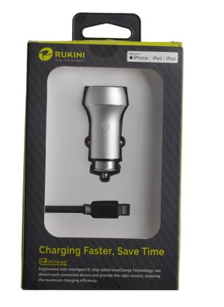 Rukini Dual Output Fast Car Charger with Lightning Cable - 24W - Silver and Black - RC307-S - pzsku/Z21488C9C564C12FE6899Z/45/1750285215/568eace9-58f2-498a-847d-1f42f4ebdba0