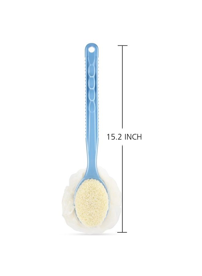 HONOMA Shower Body Brush with Bristles and Loofah,Back Scrubber Bath Mesh Sponge with Curved Long Handle for Skin Exfoliating Bath, Massage Bristles Suitable for Wet or Dry, Men and Women (Black) - Image 5