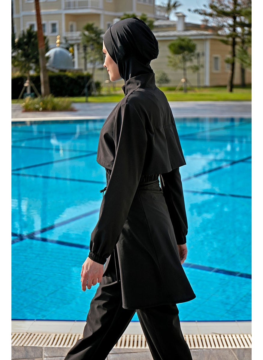Remsa Mayo Remsa Swimsuit Remsa Jumpsuit Sports Parachute Fully Covered Hijab Swimsuit R101 Black  - Image 5