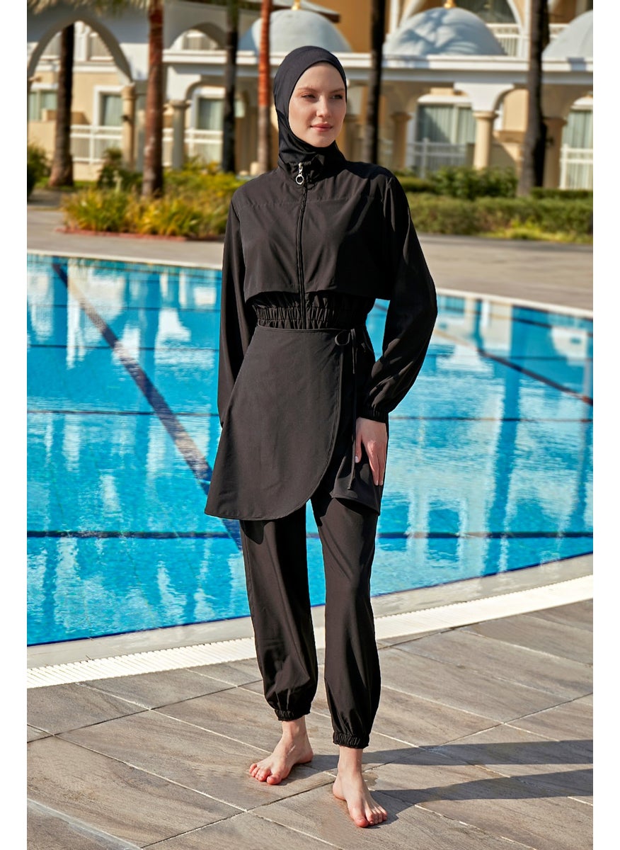 Remsa Mayo Remsa Swimsuit Remsa Jumpsuit Sports Parachute Fully Covered Hijab Swimsuit R101 Black  - Image 4