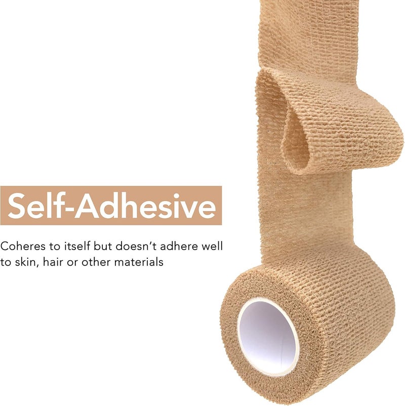 Risen Cohesive Bandage 2 x 5 Yards 6 Rolls Self Adherent Wrap Medical Tape Adhesive Flexible Breathable First Aid Gauze Ideal for Stretch Athletic - Image 2