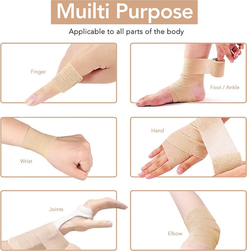 Risen Cohesive Bandage 2 x 5 Yards 6 Rolls Self Adherent Wrap Medical Tape Adhesive Flexible Breathable First Aid Gauze Ideal for Stretch Athletic - Image 5