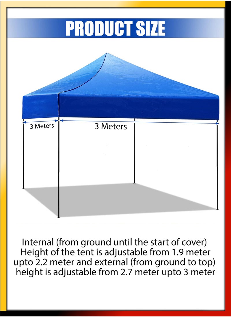 DBLEW - 3x3 Meter Steel Frame Ground Tent for Outdoor Events Parties Markets Exhibitions Beach Picnics Camping Catering Advertising Gardens Pavilion Gazebo Stand Waterproof UV Protected Canopy Shelter Shade - Image 1