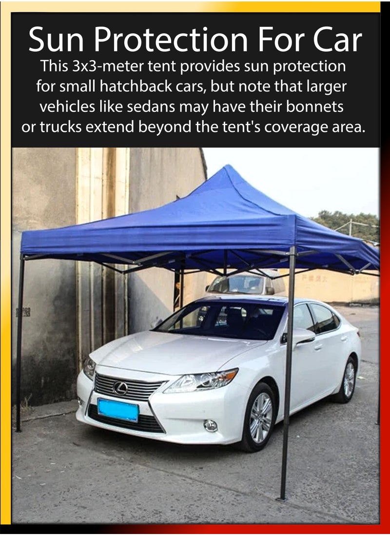 DBLEW - 3x3 Meter Steel Frame Ground Tent for Outdoor Events Parties Markets Exhibitions Beach Picnics Camping Catering Advertising Gardens Pavilion Gazebo Stand Waterproof UV Protected Canopy Shelter Shade - Image 1