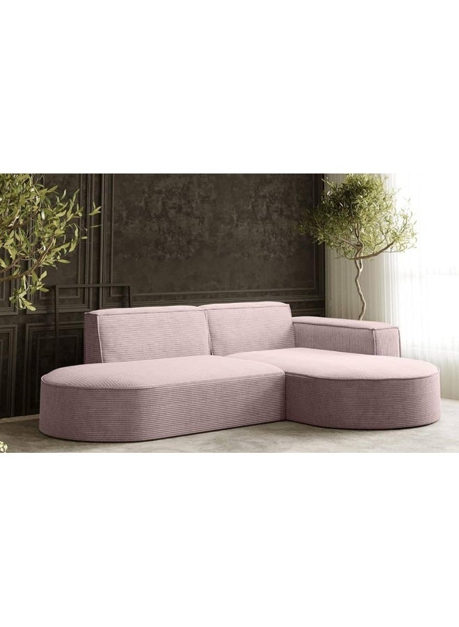 Modern Curved Sectional Sofa in Pink - Image 3