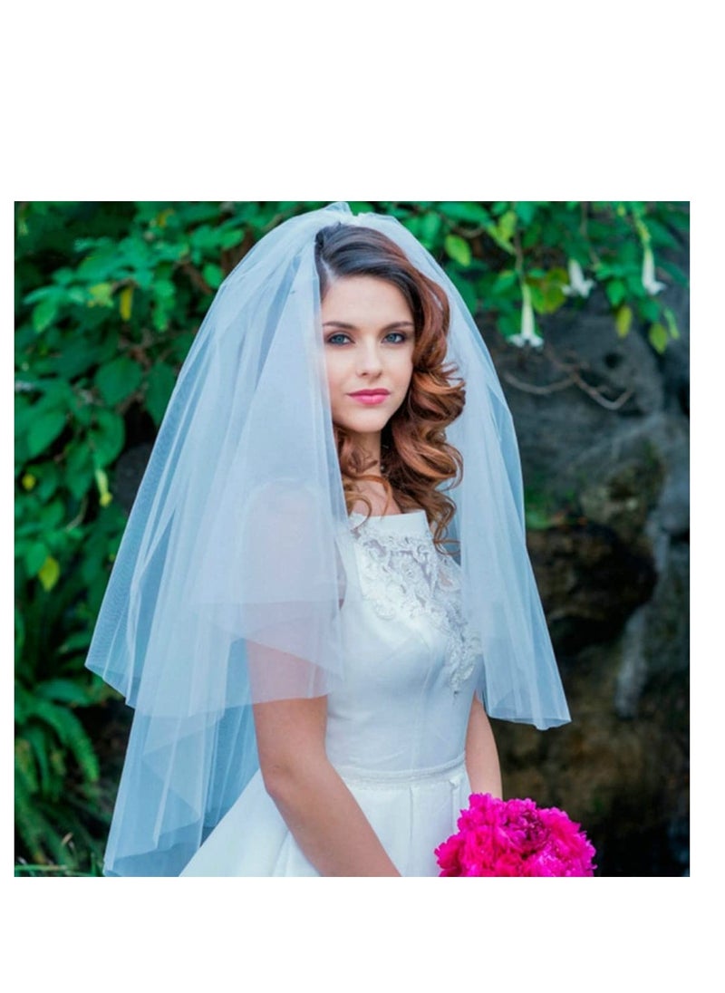 SYOSI Bridal Veil Wedding Vails Women's Simple White Ivory Tulle Short Veils With Comb for Brides Shower Bachelorette Hen Party Chucky Costume Dress Up Gift (White)  - Image 4