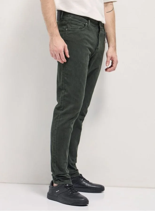 THE BEAR HOUSE Men's Stylish Dark Green Jeans with Comfortable Stretch and Skinny Fit Classic Comfort With Modern Style, Perfect For Everyday Casual Looks And Effortless Streetwear Vibes