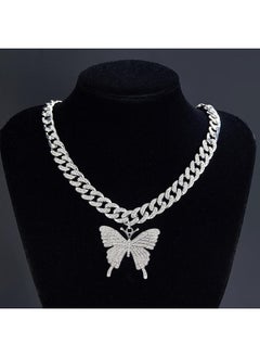 New Butterfly Necklace High-end Full Diamond Fashion All-match Cuban Chain Necklace Exclusive