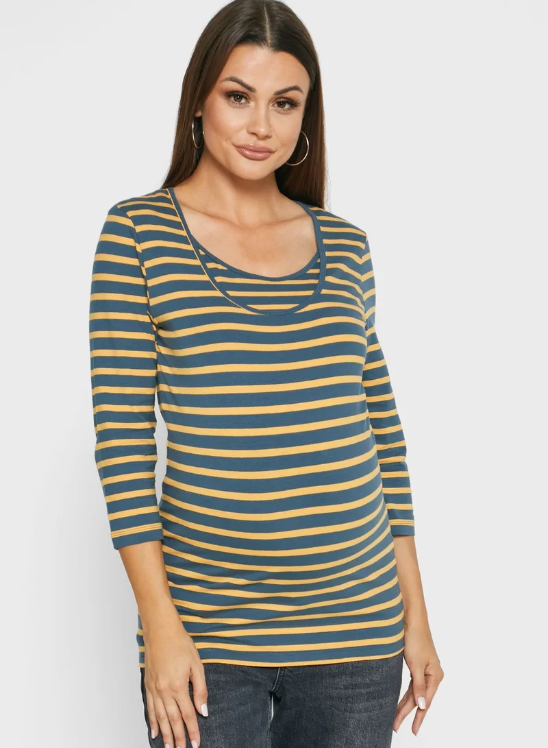 Mamalicious 2 Pack Striped Scoop Neck Top