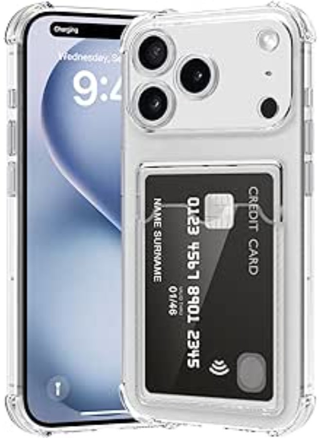 iPhone 17 Pro Max Case with Card , Wallet Case with Clear Card Slot, Ultra Slim Soft TPU Silicone Case Anti-Scratch Shockproof for iPhone 17 Pro Max - Image 1