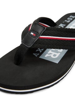 TOMMY HILFIGER Men's Signature Tape Webbing Flip-Flops - Polyester, Black  - Image 4