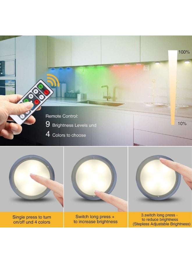 Generic 6pcs LED Closet Lights Wireless Motion Sensor Puck Light Battery Operated Puck Lights with Remote Dimmer Under Cabinet Counter Lighting for Kitchen Wardrobe Bedroom  - Image 3