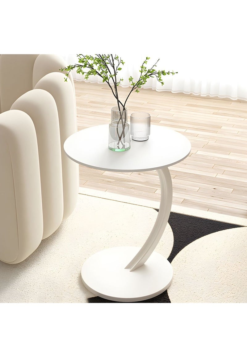 DubaiGallery End Table, Side Table, Oval Table, C-Shaped Couch Table for Living Room, Snack Table for Small Space, Living Room, Bedroom, Marble Top & Metal Frame  - Image 1