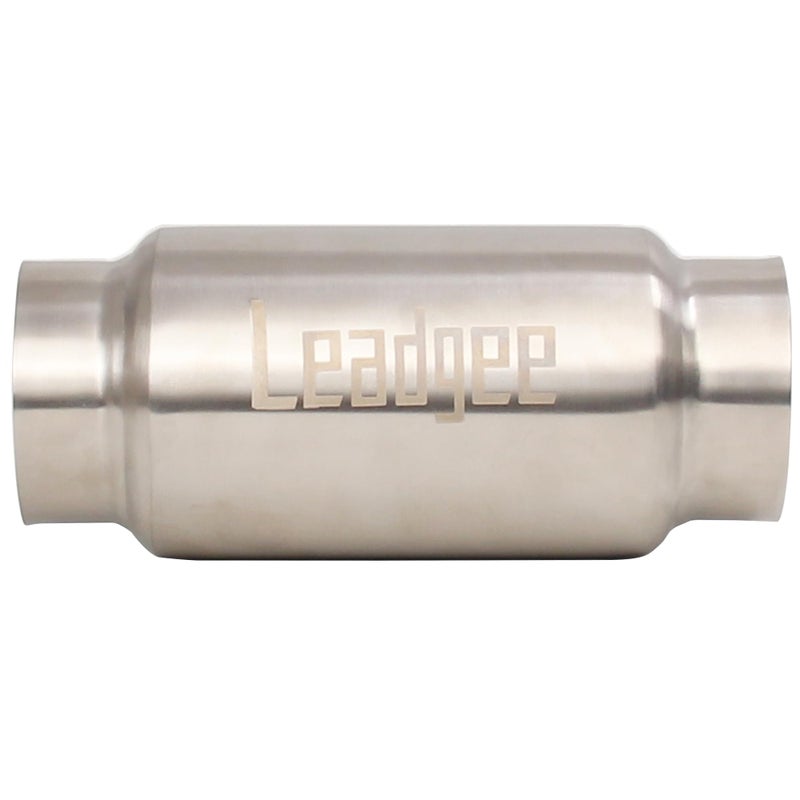 Leadgee 3" Inlet & Outlet Exhaust Resonator, 9" Overall Length Center Straight Through Stainless Steel Muffler,Polished - Image 5