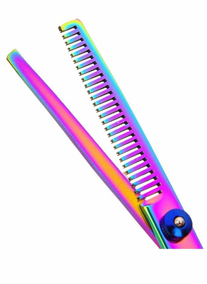 KASTWAVE مجموعة مقصات العناية بالكلاب، مجموعة مقصات ملونة للحيوانات الأليفة، مجموعة مقصات أسنان لقص شعر الحيوانات الأليفة، مجموعة مقصات من الفولاذ المقاوم للصدأ لتخفيف الشعر، مجموعة مشط مقص منحني للعناية بالحيوانات الأليفة مقاس 7 بوصات ★مقص رفيع عالي الجودة  - Image 4