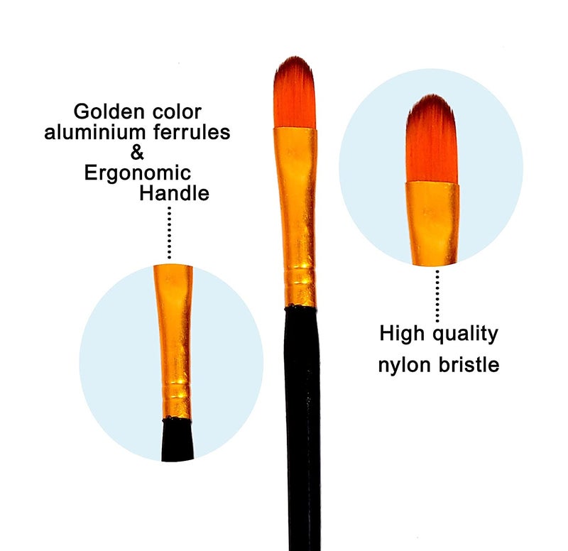 Universal Hub Painting Brushes Set of 12 Professional Round Pointed Tip Nylon Hair Artist Acrylic Paint Brush for Acrylic/Watercolor/Oil Painting with Zipper Pauch, Black - Image 2