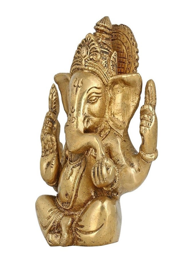 Artvarko Brass Lord Ganesha Ganpati Religious Statue Idol Ganesh Murti Home Decor for Puja Size - Height 4.5 Inches - Image 4