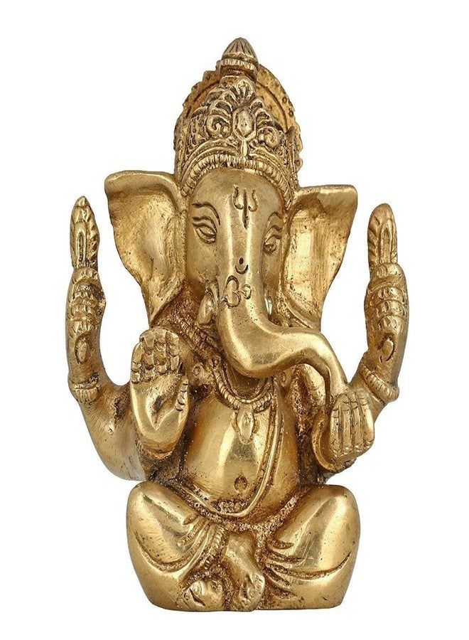 Artvarko Brass Lord Ganesha Ganpati Religious Statue Idol Ganesh Murti Home Decor for Puja Size - Height 4.5 Inches - Image 3