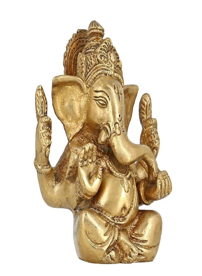 Artvarko Brass Lord Ganesha Ganpati Religious Statue Idol Ganesh Murti Home Decor for Puja Size - Height 4.5 Inches - Image 5