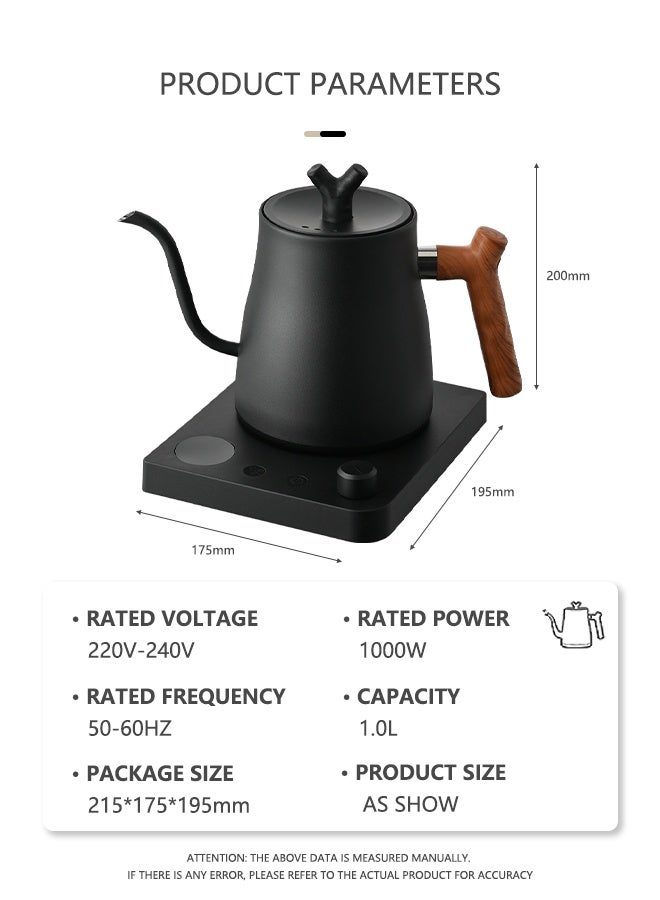1000ML Electric Kettles with Gooseneck,304 Stainless Steel Coffee and Tea Pot,Multifunctional Rapid Heating Electric Kettle,Handle Knob Temperature Adjustment with Digital Display Temperature Automa - Image 3