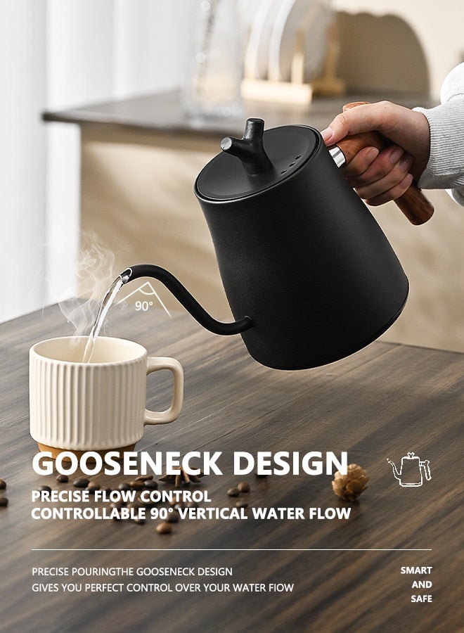 1000ML Electric Kettles with Gooseneck,304 Stainless Steel Coffee and Tea Pot,Multifunctional Rapid Heating Electric Kettle,Handle Knob Temperature Adjustment with Digital Display Temperature Automa - Image 2